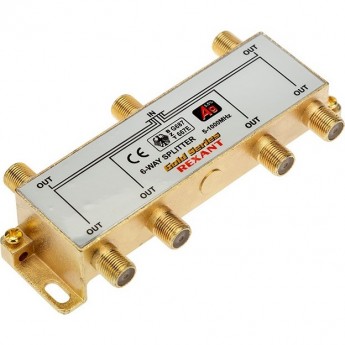 Делитель REXANT ТВх6 + 7шт. F BOX, 5-1000 МГц Gold