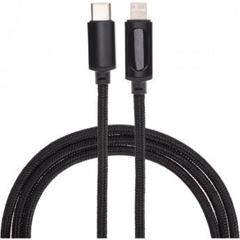 Кабель REXANT Type-C – Lightning для Apple, 3А, 1 м, в черной нейлоновой оплетке, с LED дисплеем