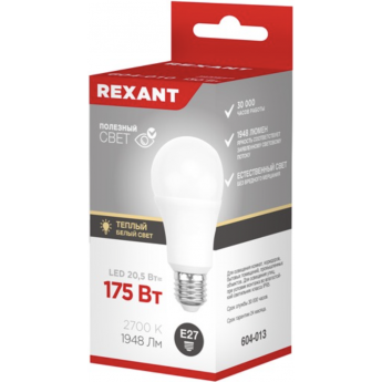 Лампа светодиодная REXANT Груша A60 15,5Вт E27 1473Лм 6500K холодный свет