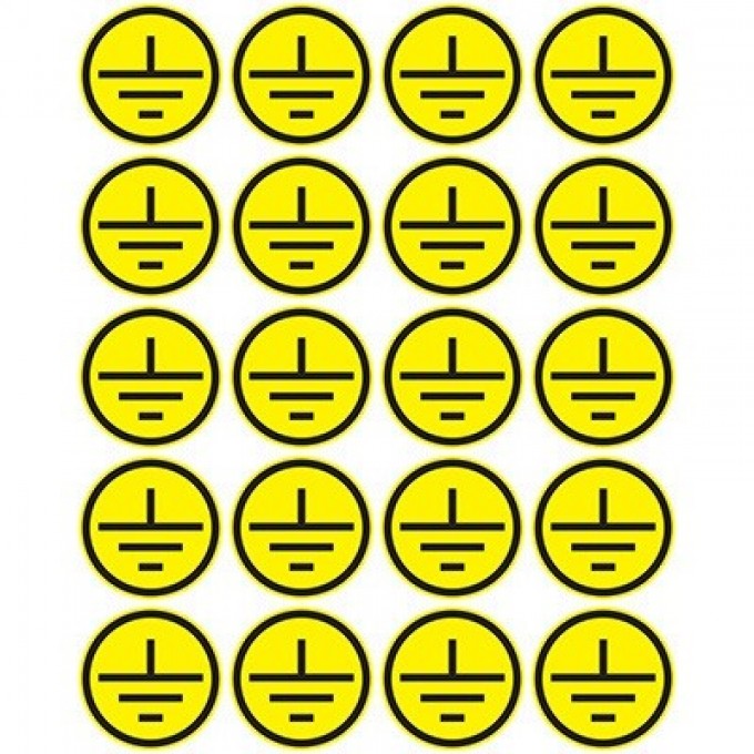 Наклейки знаки электробезопасности REXANT «Заземление» d - 20 мм (20шт на листе) 56-0010