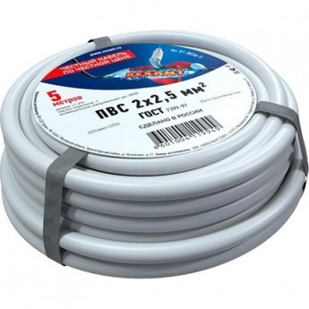 Провод REXANT ПВС 2x2.5 мм² соединительный 5 м