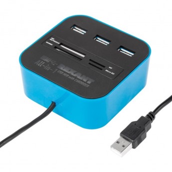 Разветвитель USB REXANT на 3 порта+картридер (все в одном) черный Разветвитель USB REXANT на 3 порта+картридер (все в одном) черный
