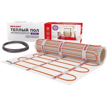 Теплый пол, нагревательный мат REXANT EXTRA, двухжильный, площадь 3.5 м², 0.5х7 м, 560 Вт