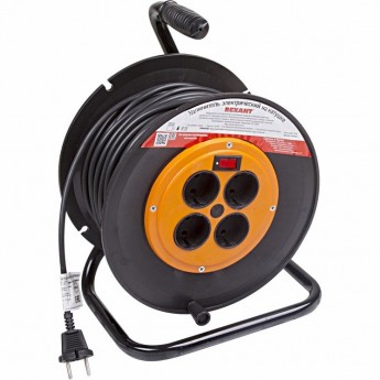 Удлинитель на катушке REXANT 50 м 4 розетки 2х1.0 мм² с вкл.