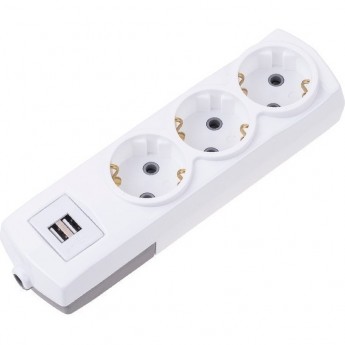 Удлинитель REXANT PREMIUM 3 гнезда, 5м, 3х1,5мм², с/з, 2 USB, белый