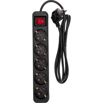 Удлинитель REXANT STANDARD 5 гнезд 1,5м 3х1,0мм² с выключателем черный Удлинитель REXANT STANDARD 5 гнезд 1,5м 3х1,0мм² с выключателем черный