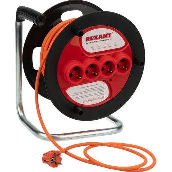 Удлинитель-шнур на катушке REXANT 11-7087 ПВС 3х1.5, 30 м, 4 гнезда, с/з, 16 А, 3300 Вт, IP20, оранжевый Удлинитель-шнур на катушке REXANT 11-7087 ПВС 3х1.5, 30 м, 4 гнезда, с/з, 16 А, 3300 Вт, IP20, оранжевый